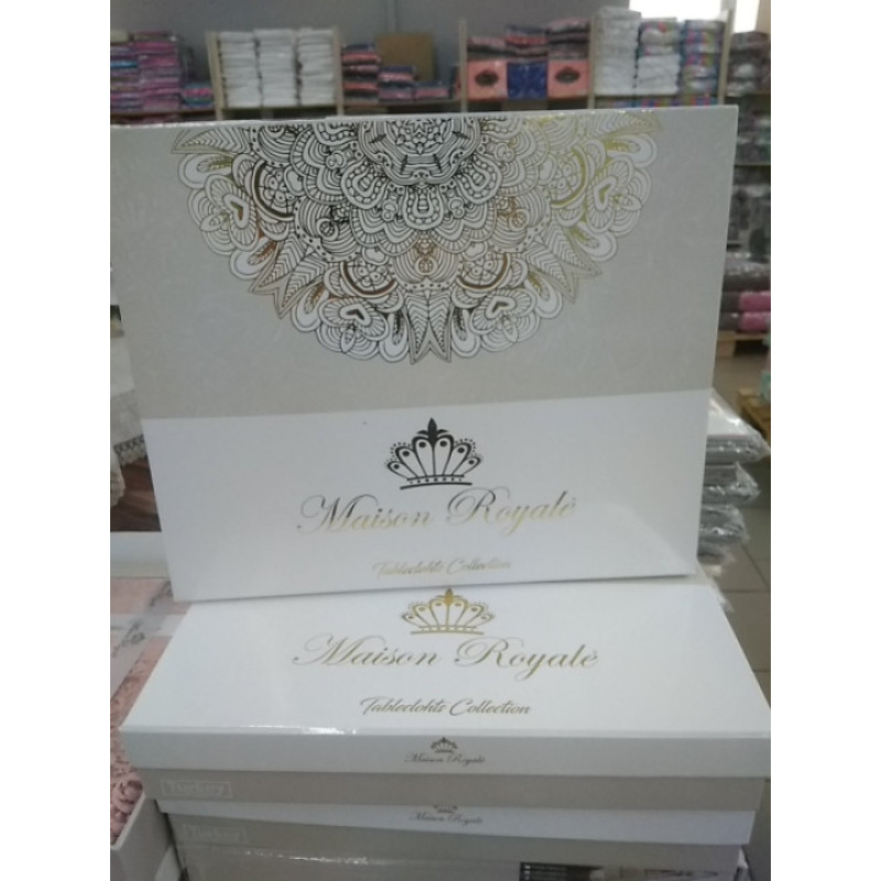 Скатертина велюр-жакард прямокутна 160х220 NAZENDE Cappuccino, Туреччина