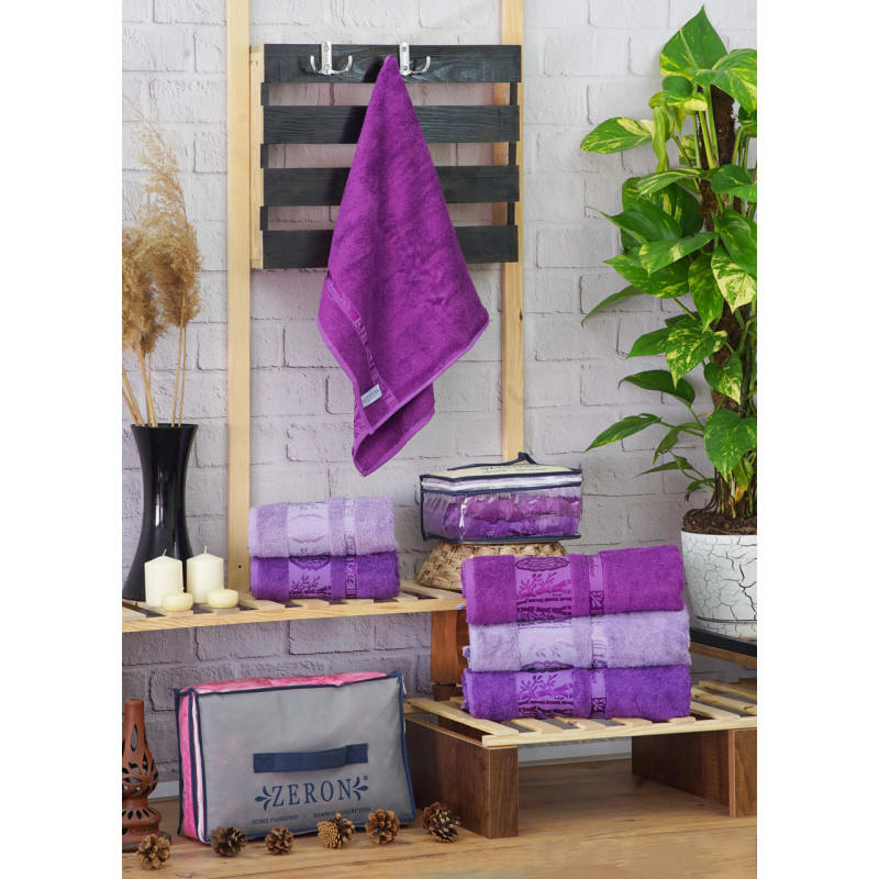 Рушники бамбуковые 50х90 (3шт) 530 г/м2 (TM Zeron) Aynali Agac Bamboo Desen, Турция
