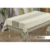 Скатертина велюрова прямокутна Buket 160х220 (TM Zeron) Крем, Туреччина