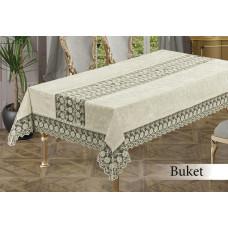 Скатертина велюрова прямокутна Buket 160х220 (TM Zeron) Crem, Туреччина