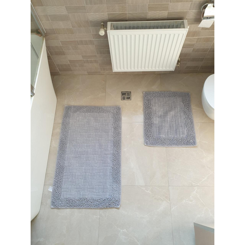 Набір килимків MOSSO MOSAIK 50х60 і 60х100 (TM Zeron) сірий, Туреччина