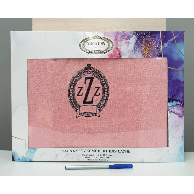 Жіночий набір для сауни махра/велюр 75×150/50×90 PEMBE TM Zeron, Туреччина