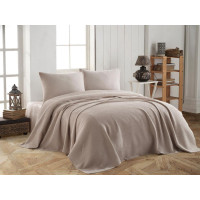 Комплект трикотажної постільної білизни з вафельним покривалом 160х240 Pike (ТМ Modalita) Bej, Туреччина