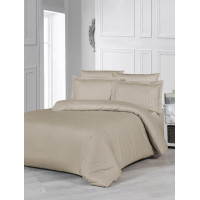 Постельное белье Satin Strip 200х220 (ТМ ZERON) KAPUCCINO, Турция