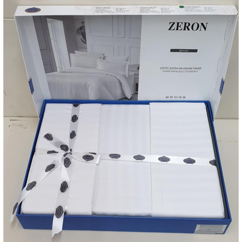 Постільна білизна Satin Strip 160х220 (ТМ ZERON) BEYAZ, Туреччина