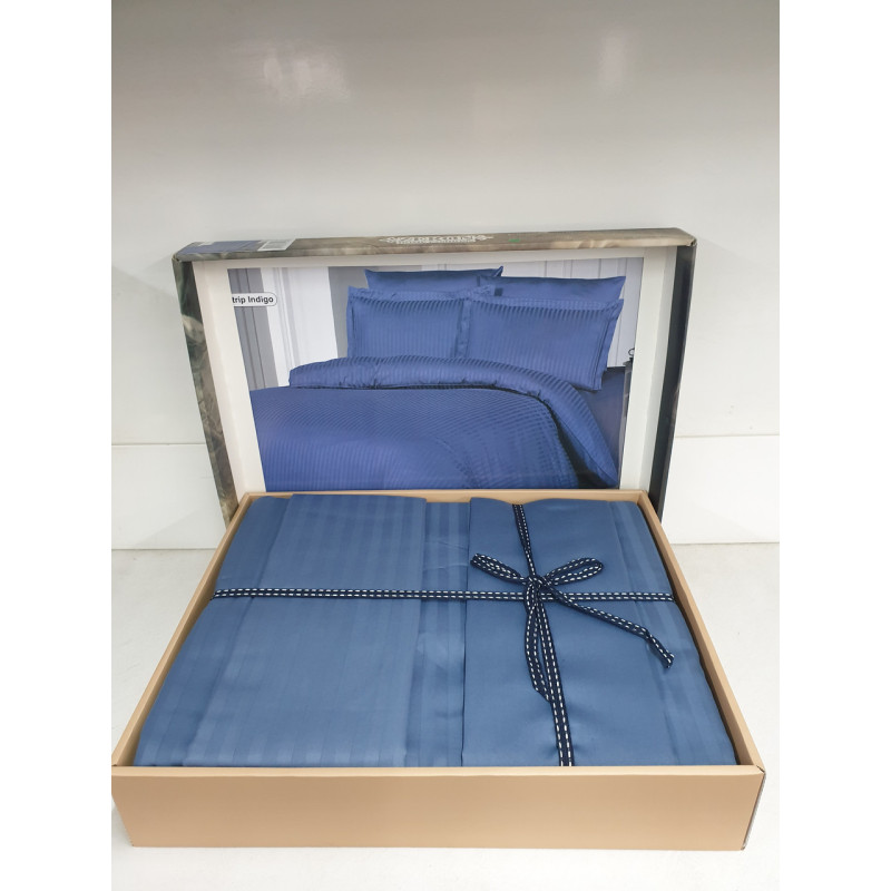 Постельное белье Satin Strip 200х220 (ТМ ZERON) LACIVERT Турция