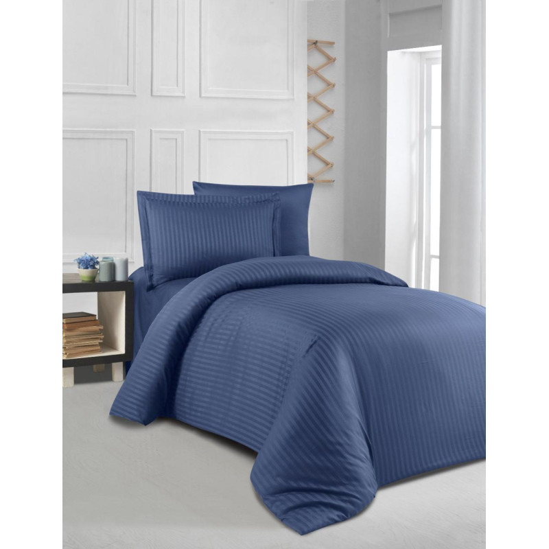 Постельное белье Satin Strip 200х220 (ТМ ZERON) LACIVERT Турция