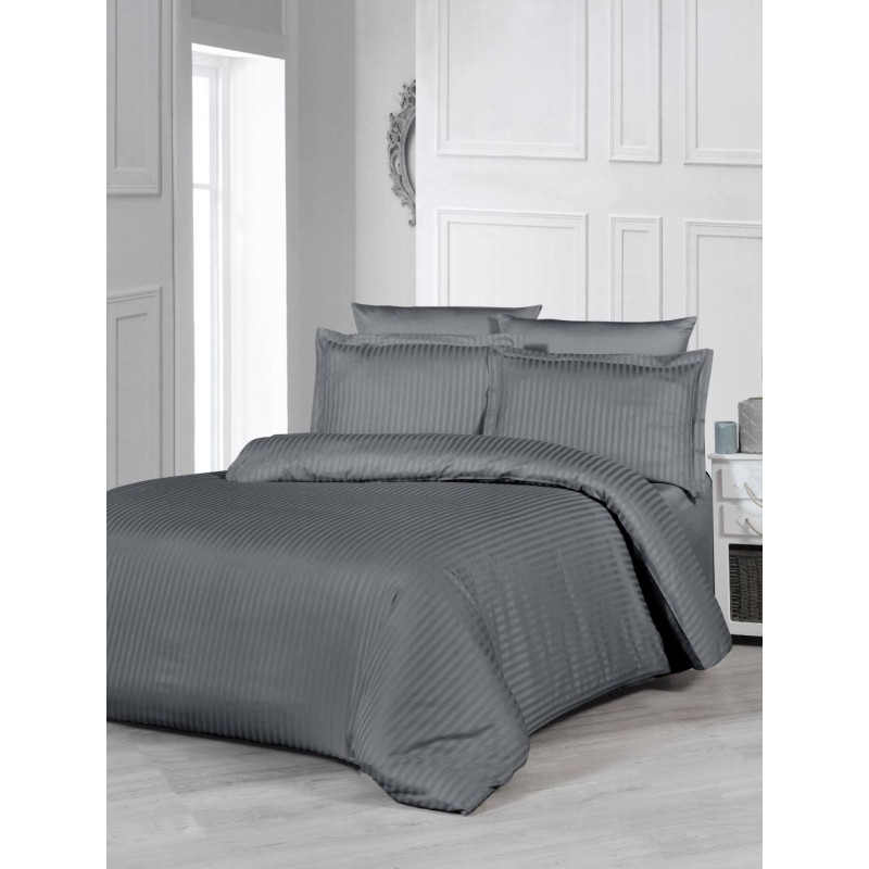 Постельное белье Satin Strip 200х220 (ТМ Perla Vita) АНТРАЦИТ, Турция