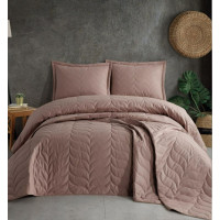 Покривало стьобане 240х260 з наволочками 50х70 (TM Zeron) YAPRAK KAHVE, Туреччина