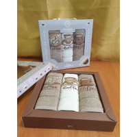 Кухонні рушники Махрові (ТМ Zeron) бавовна 30х50 (3шт.) Coffe Турция