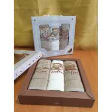Кухонные полотенца Махровые (ТМ Zeron) хлопок 30х50 (3шт.) Coffe Турция