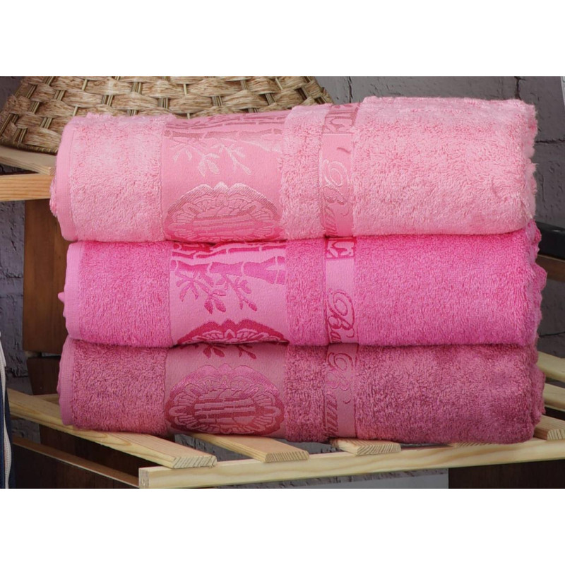 Рушники бамбукові 50х90 (3шт) 530 г/м2 (TM Zeron) Aynali Agac Bamboo Desen, Туреччина