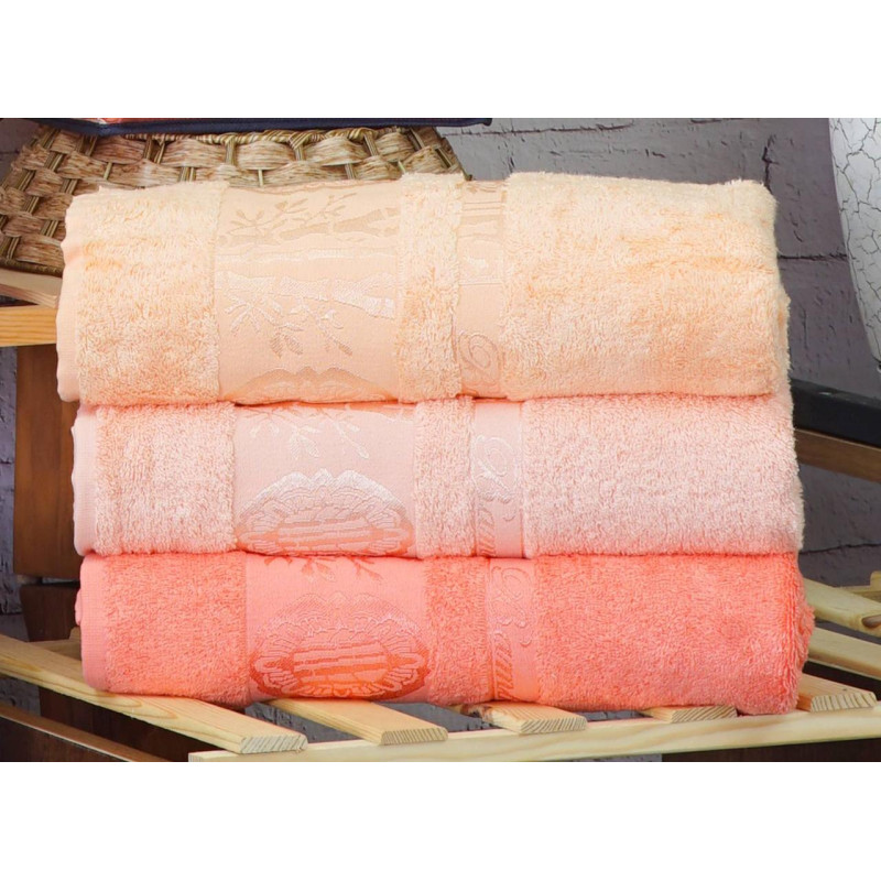 Рушники бамбуковые 70х140 (3шт) 530 г/м2 (TM Zeron) Aynali Agac Bamboo Desen, Турция