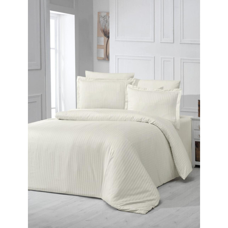 Постельное белье Satin Strip 200х220 (ТМ ZERON) KREM, Турция