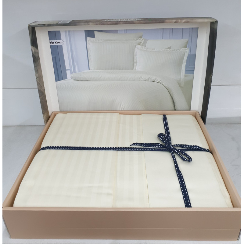 Постельное белье Satin Strip 200х220 (ТМ ZERON) KREM, Турция