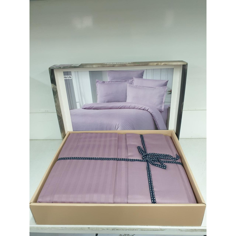 Постельное белье Satin Strip 200х220 (ТМ ZERON) LILA, Турция