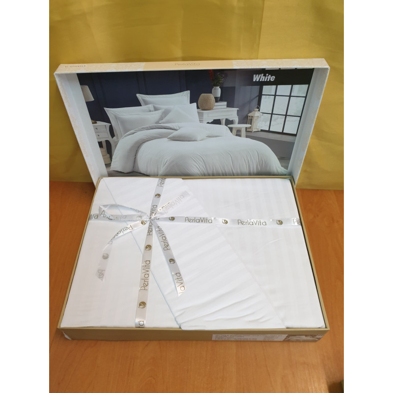 Постільна білизна Satin Strip 200х220 (ТМ Perla Vita) BEYAZ, Туреччина