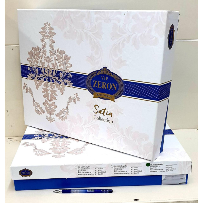 Постільна білизна Satin Strip сімейний 160х220 (ТМ ZERON) BEYAZ, Туреччина