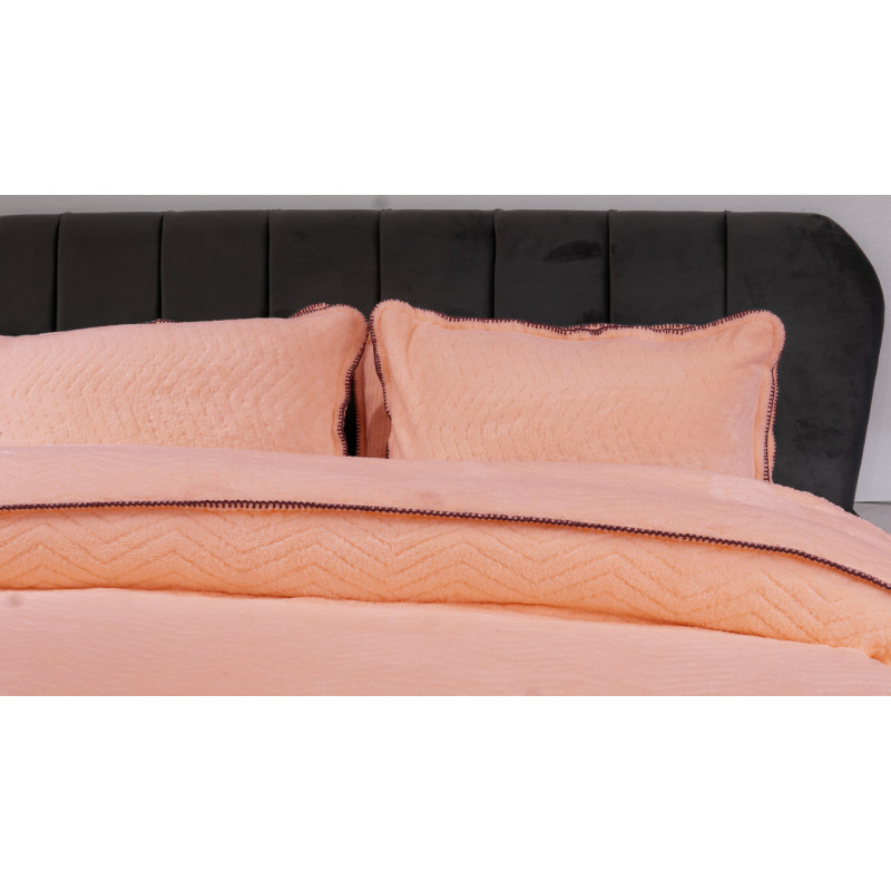 Плед-покривало жакардове Welsoft 220х240 з наволочками 50х70 (TM Zeron) зигзаг персиковий, Туреччина