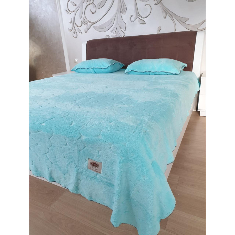 Плед-покривало жакардове Welsoft 220х240 з наволочками 50х70 (TM Zeron) смужка мигтоловий, Туреччина