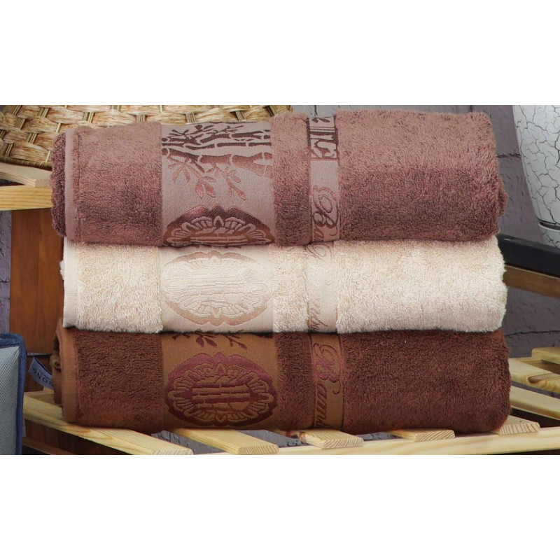 Рушники бамбукові 50х90 (3шт) 530 г/м2 (TM Zeron) Aynali Agac Bamboo Desen, Туреччина
