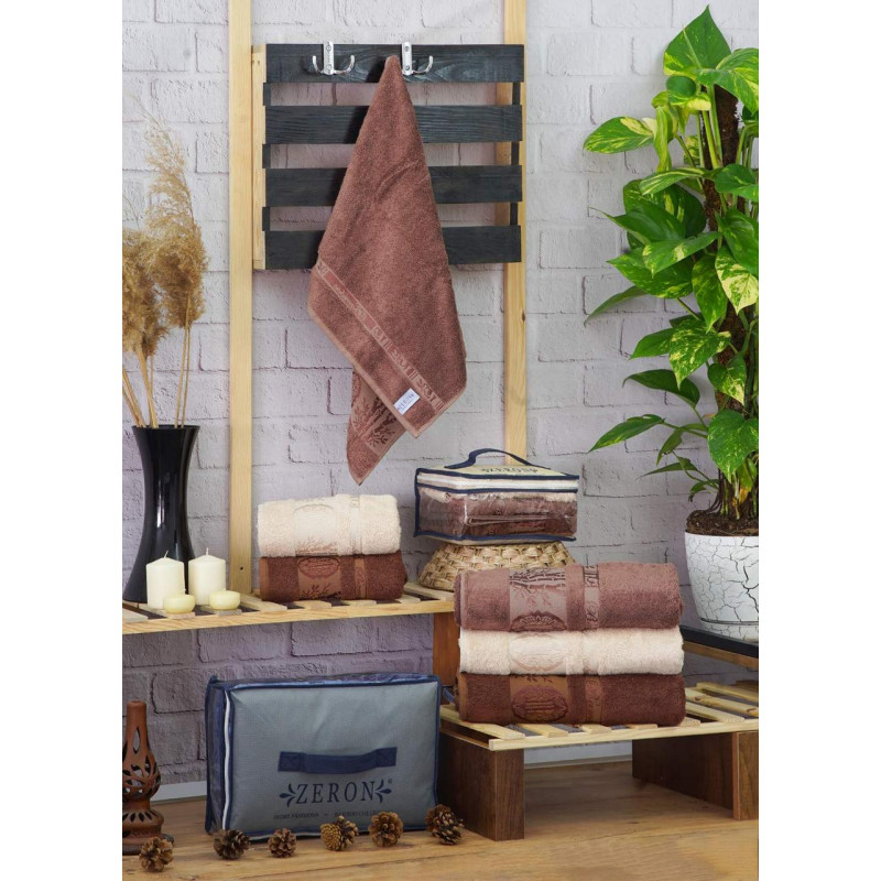Рушники бамбукові 50х90 (3шт) 530 г/м2 (TM Zeron) Aynali Agac Bamboo Desen, Туреччина