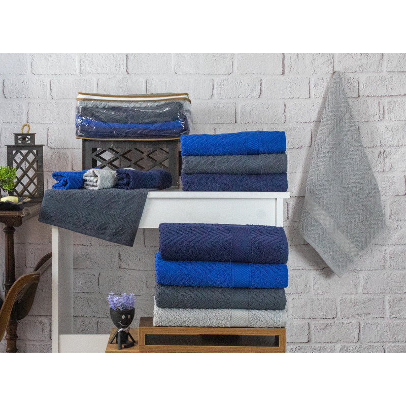 Рушники махрові бавовна 70х140 (4 шт.) 450 г/м2 (TM ZERON) ZIGZAG BORDUR, Туреччина