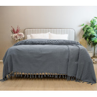 Простирадло-покривало жакардове Pike 400 г/м2 (TM Zeron) 245х270 Антрацит, Туреччина