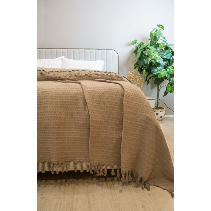 Простирадло-покривало жакардове Pike 400 г/м2 (TM Zeron) 245х270 Kahve, Туреччина