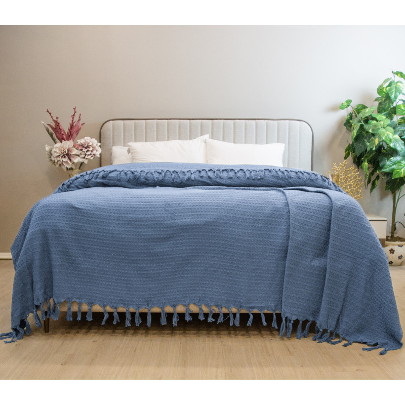 Простирадло-покривало жакардове Pike 400 г/м2 (TM Zeron) 245х270 Lacivert, Туреччина