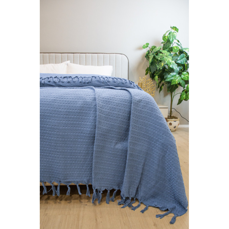 Простирадло-покривало жакардове Pike 400 г/м2 (TM Zeron) 245х270 Lacivert, Туреччина
