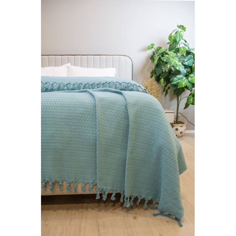 Простирадло-покривало жакардове Pike 400 г/м2 (TM Zeron) 245х270 Yesil, Туреччина