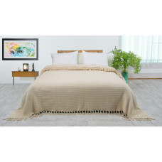 Простирадло-покривало жакардове Pike 400 г/м2 (TM Zeron) 245х270 Беж, Туреччина