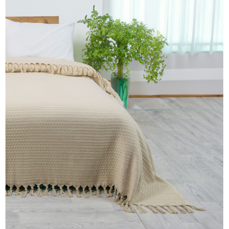 Простирадло-покривало жакардове Pike 400 г/м2 (TM Zeron) 245х270 Bej, Туреччина
