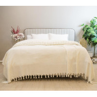 Простирадло-покривало жакардове Pike 400 г/м2 (TM Zeron) 245х270 Крем, Туреччина