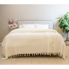 Простирадло-покривало жакардове Pike 400 г/м2 (TM Zeron) 245х270 Крем, Туреччина