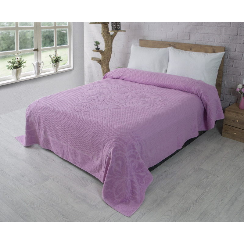 Махрове простирадло бавовна 200х220 (TM Zeron) 460 г/м2 BAWER DESEN Lila, Туреччина