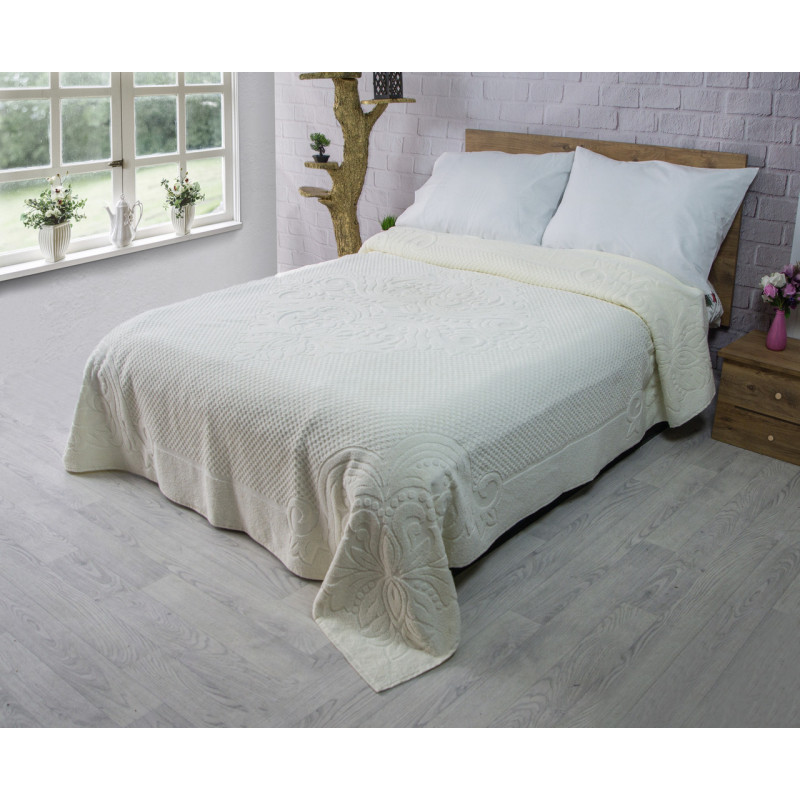 Махровое простыня хлопок 200х220 (TM Zeron) 460 г/м2 BAWER DESEN Крем, Турция