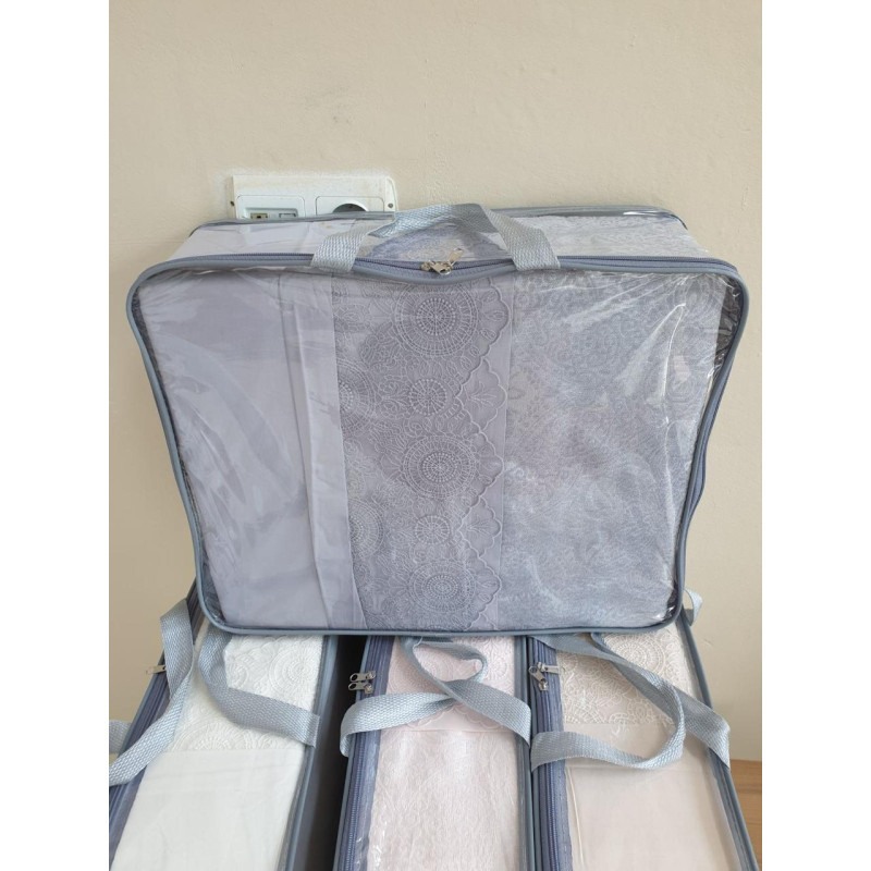 Постельное белье Ранфорс с жаккардовым покрывалом 230х250 (ТМ KARACA HOME) Gri, Турция