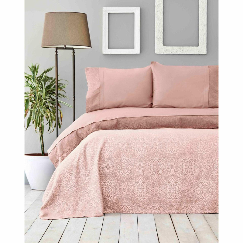 Постельное белье Ранфорс с жаккардовым покрывалом 230х250 (ТМ KARACA HOME) Pudra, Турция