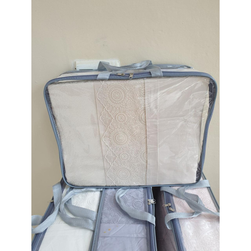 Постельное белье Ранфорс с жаккардовым покрывалом 230х250 (ТМ KARACA HOME) Капучино, Турция