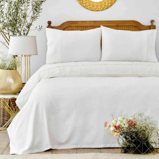 Постельное белье Ранфорс с жаккардовым покрывалом 230х250 (ТМ KARACA HOME) Крем, Турция