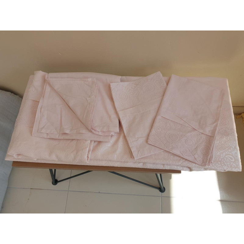 Постельное белье Ранфорс с жаккардовым покрывалом 230х250 (ТМ KARACA HOME) Крем, Турция