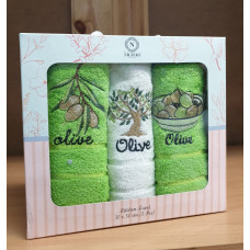 Кухонные полотенца Махровые (ТМ Zeron) хлопок 30х50 (3шт.) Olive Турция