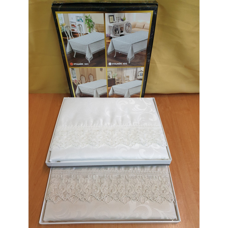 Скатертина прямокутна 160х220 (TM Masali) Etamin 101 Cappucino Туреччина