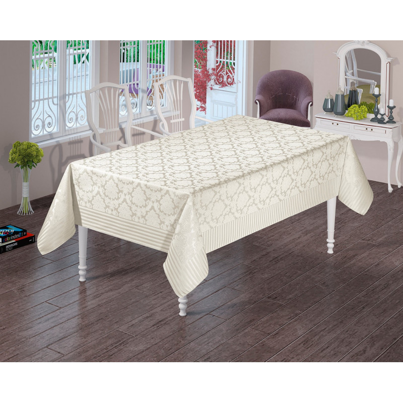 Скатерть тефлоновая  прямоугольная  Masari Damask 160х220  Crem, Турция