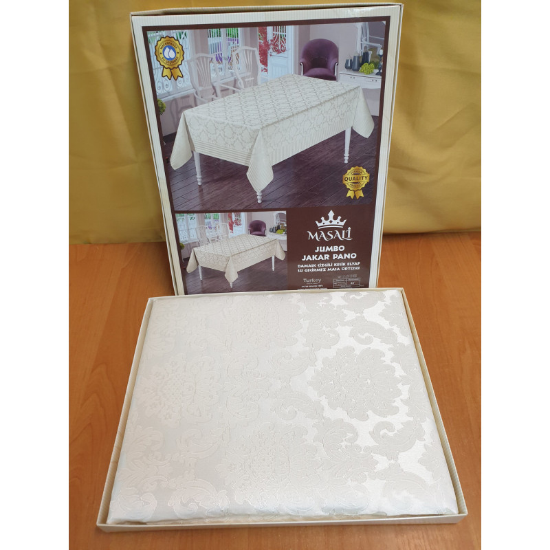Скатерть тефлоновая  прямоугольная  Masari Damask 160х220  Crem, Турция