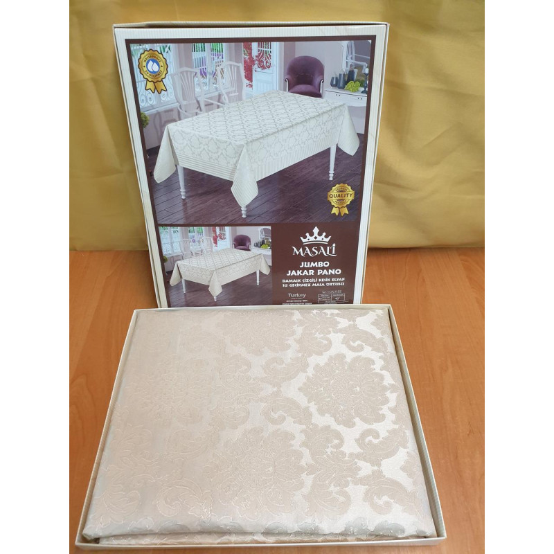 Скатерть тефлоновая  прямоугольная  Masari Damask 160х220  Capuccino, Турция