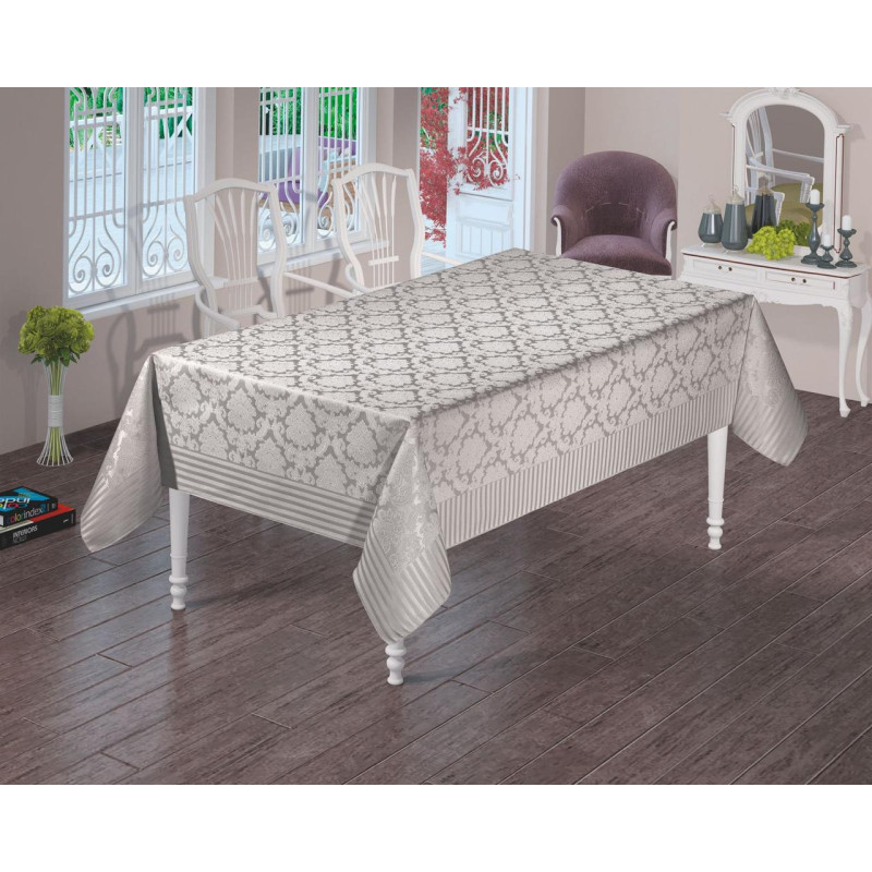 Скатерть тефлоновая  прямоугольная  Masari Damask 160х220  Gri, Турция