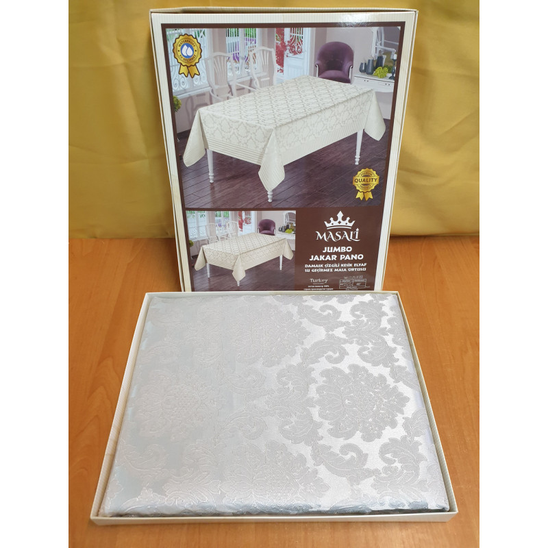 Скатерть тефлоновая  прямоугольная  Masari Damask 160х220  Gri, Турция